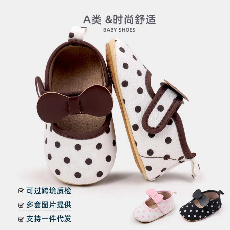 

Baby Girl Polka Dot Cute Design Prewalker Shoes TPR Sole Non-slip High Quality Comfortable Indoor Outdoor Walking Shoes BZZ4179