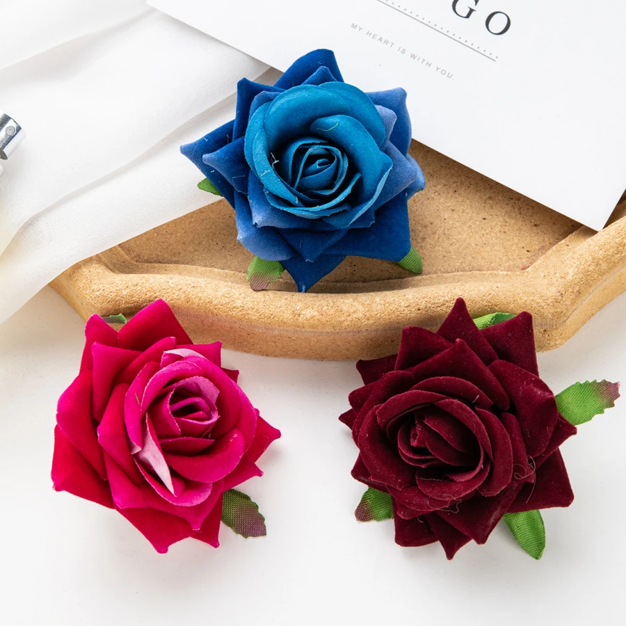 10 Stück künstliche Blumen für Sammelalbum, Neujahrsdekoration, Hochzeit, Outdoor, Garten, Weihnachten, Zuhause, Pralinenschachtel, Flanell, gerollte Rosen – Detail 17