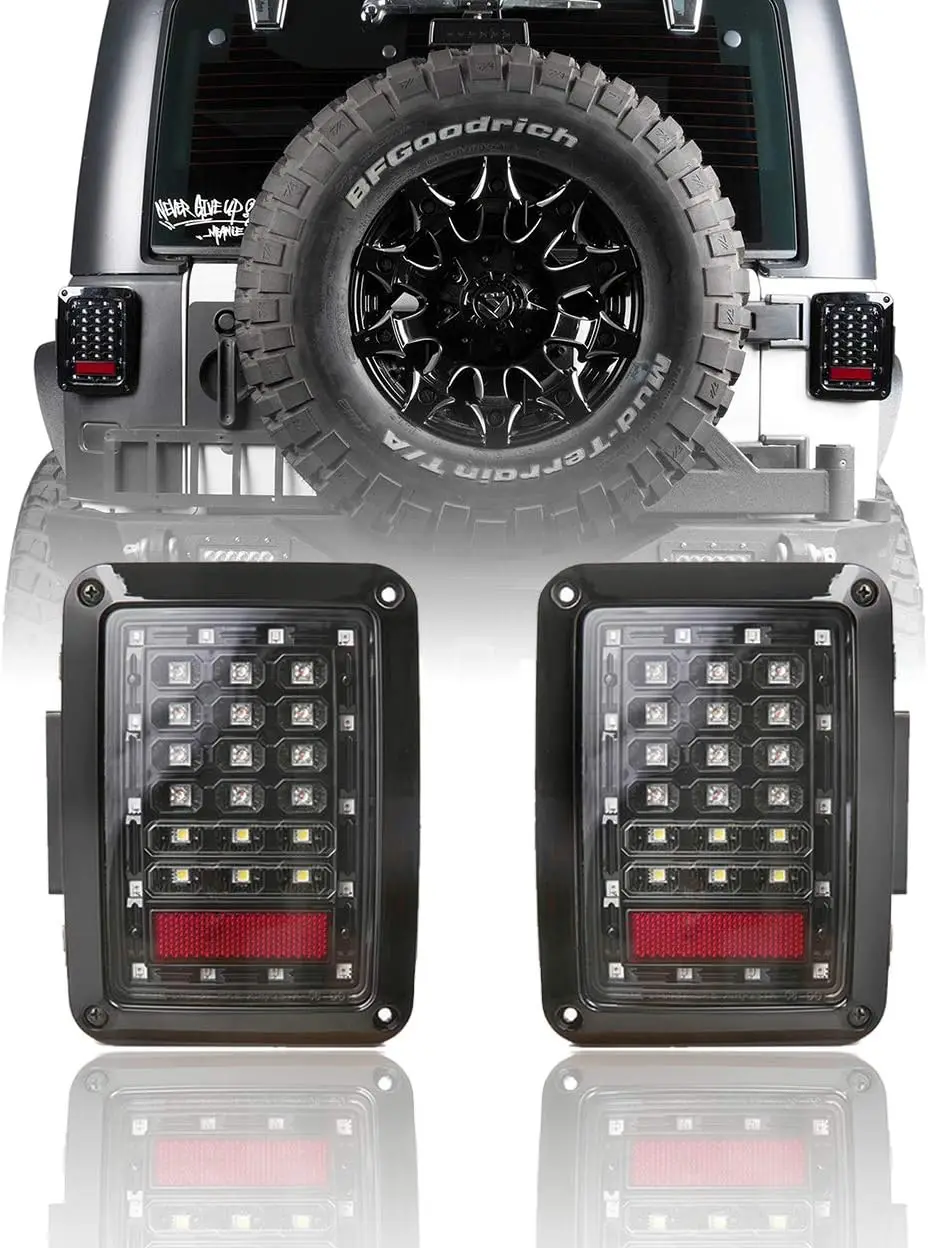 

Wrangler JK Tail Light Assembly Clear LED w/Brake Light & Turn Signal for Jeep JK Wrangle & Unlimited 2007-2018