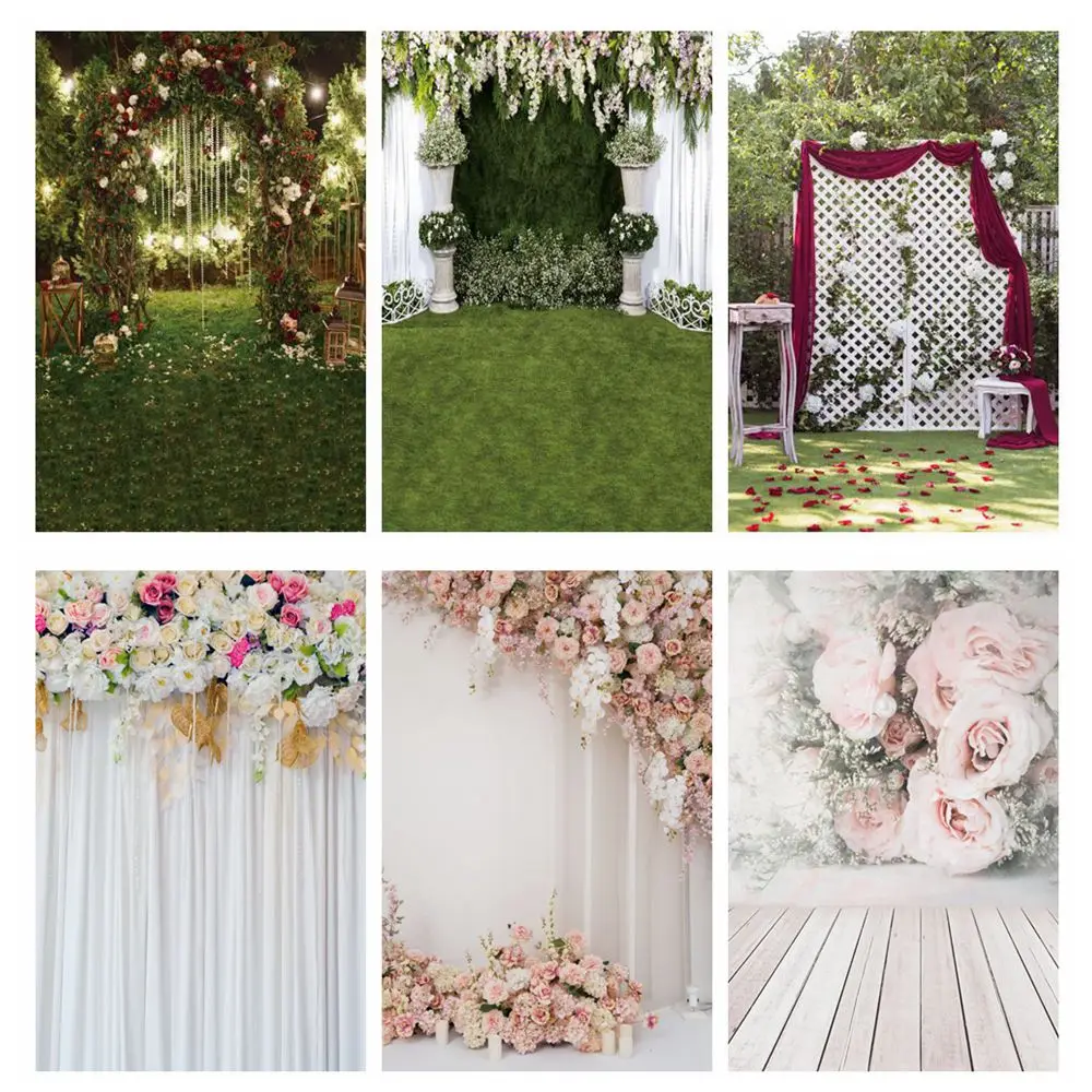 

Spring Wedding Photography Backdrop Flowers Floral Curtain Bridal Shower Engaged Ceremony Bride Portrait Photo Background Decor