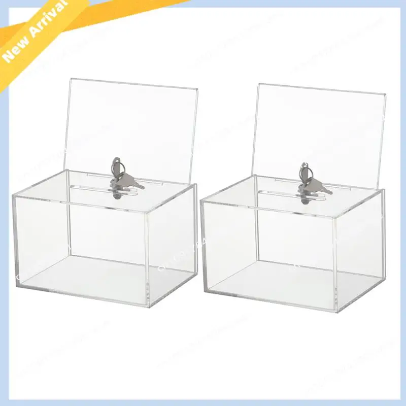 M01K Transparent Donation Box With Lock Money Collection Box Ballot Box Suggestion Box