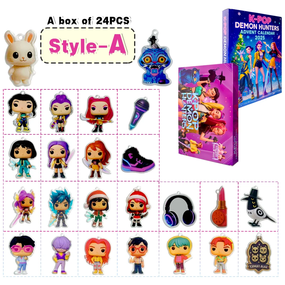 Kpop Demon Hunters Calendario de Adviento de Navidad Huntrix Rumi Mira Zoey SAJA Boys Derpy Tiger Blind Box Juguetes Decoración