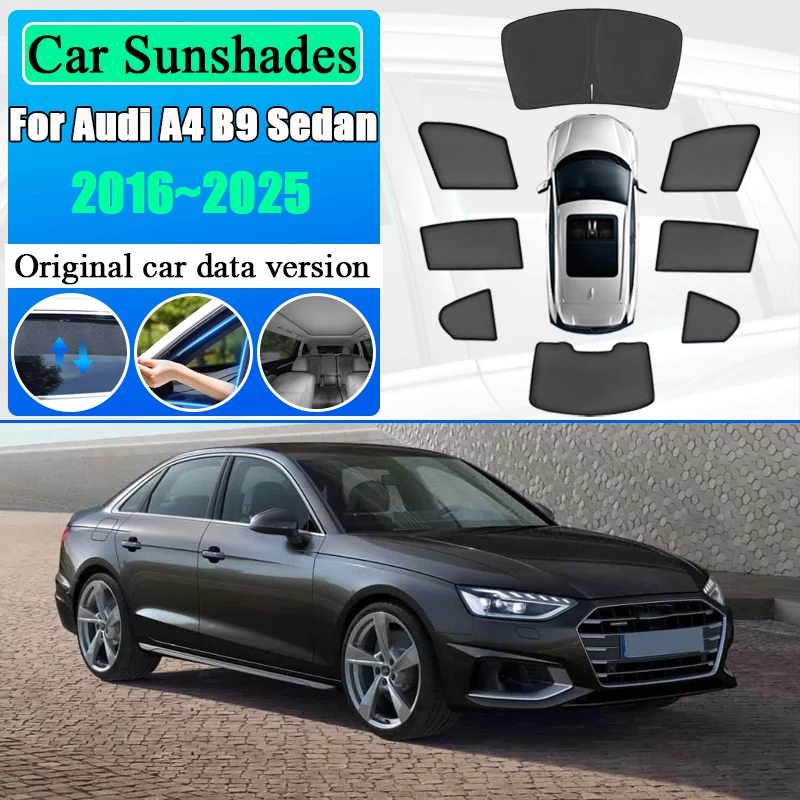 

Для Audi A4 B9 8W Седан 2016~2025: Дышащие теплоизоляционные накладки на боковые окна, защита от УФ-излучения, аксессуары для защиты от солнца