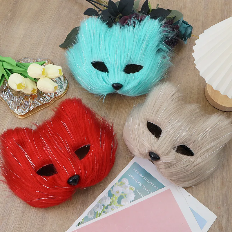 Masque Sexy pour femmes, fournitures de Cosplay de chat, spectacle de fête de danse, masque de renard, décoration de visage d'animal de Couple, accessoires pour les yeux
