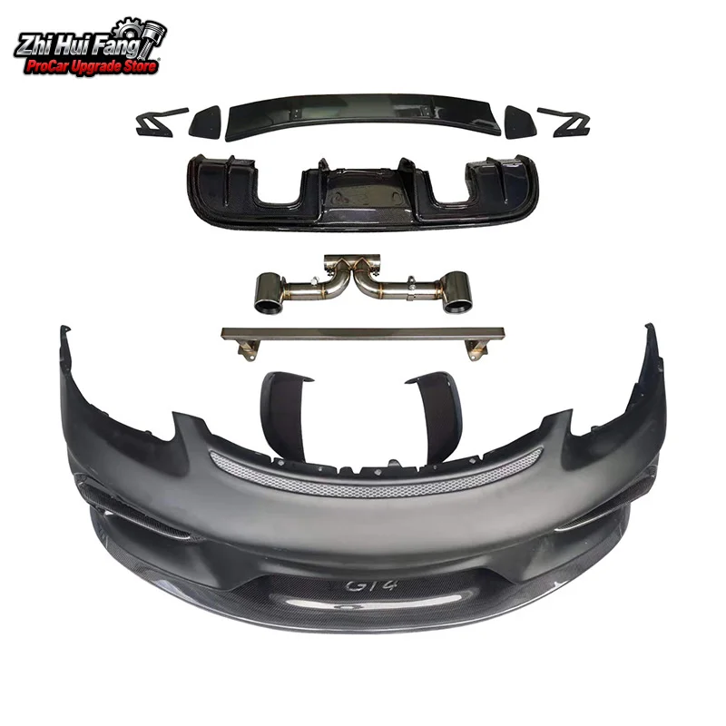 

Подходит для Porsche 718, модифицированный GT4, окружающий передний бампер, задняя губа, выхлопная труба, автомобильные аксессуары