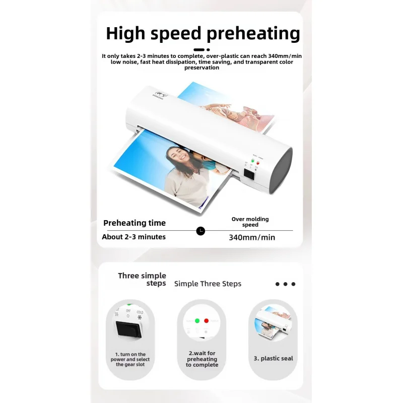 SL268 مكتب منزلي A4 آلة الترقق المهنية الساخنة والباردة الترقق العالمي سريع التسخين صور وثيقة تغليف