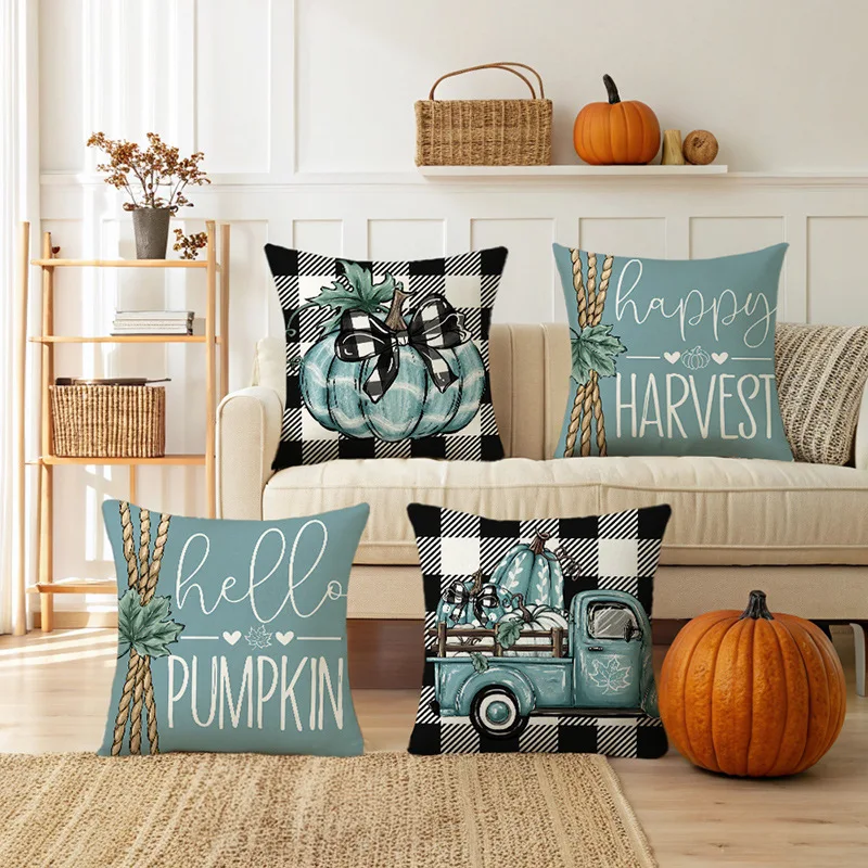 

2pcs New Harvest Festival Pillowcase Autumn Imitation Linen Print Nordic Simple Sofa Decoration Cushion Cover Wholesale