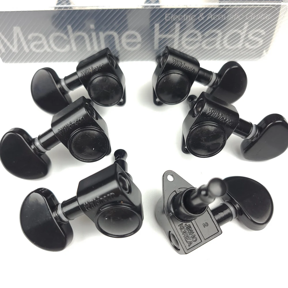 Wilkinson 3+3 Tuning Keys Pegs 19:1 Guitar Machine Heads Tuners For Les Paul LP SG Style Electric or Acoustic Guitar WJ303 Black