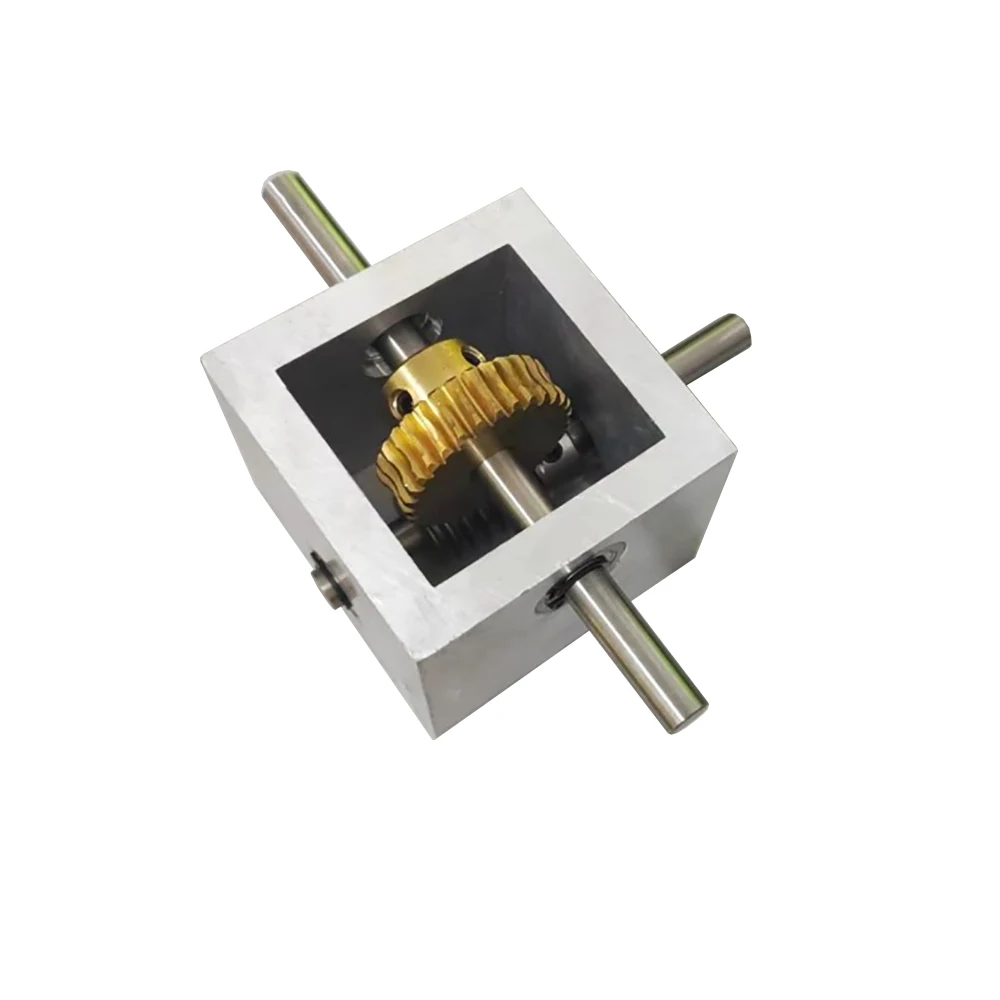 Right Angle Commutator Worm Gear Reduction Mini Gearbox 90 Degree Turning Gear Speed Ratio 1:30 Double Output Shaft Diameter 8MM