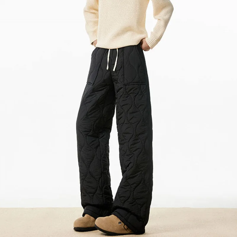 LUZHEN العصرية بلون تنقش مرونة الخصر الرباط مستقيم مبطن بنطلون الرجال 2025 جديد وسيم سراويل تقليدية JY4913