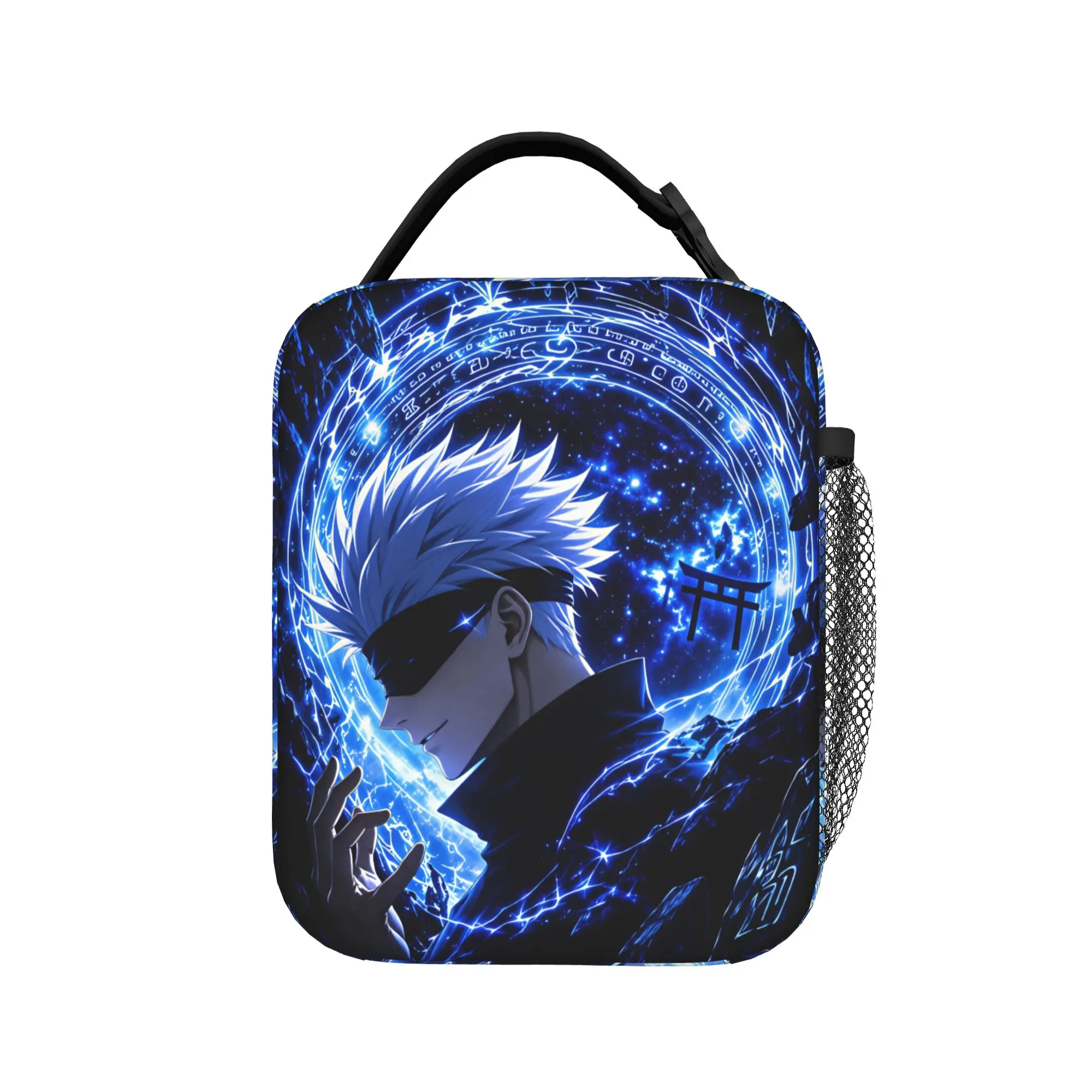 Satoru Gojo Comic Animation Lunch Bag Aesthetic Lunch Box Travel Portable Zipper Thermal Lunch Bags For Women Oxford Cooler Bag