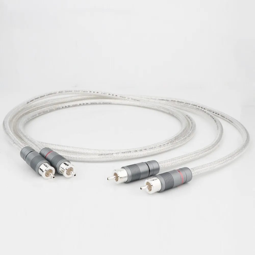 

New Preffair 99.998% Pure Silver RCA Cable HiFi Audio Interconnect Solid PSS Pure Silver Core Wire Silver-Plated Plug Silver