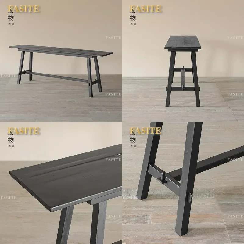 For Wabi Sabi Long Side Table Japanese Retro Sofa Back Partition Shelf Entrance Storage Console with Shelf for Living Room