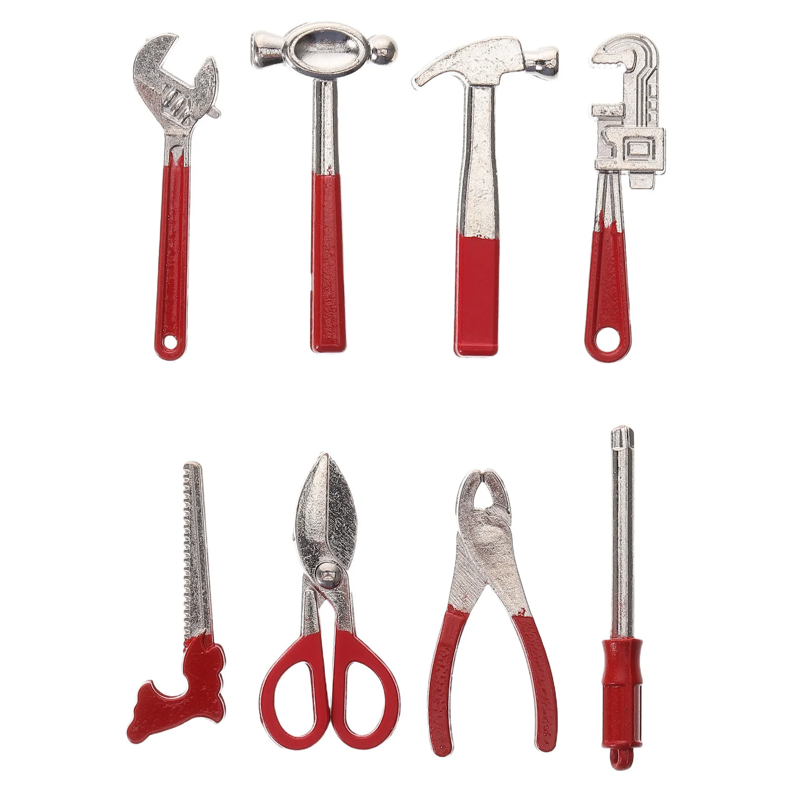 8Pcs Precision Mini Tools with Hammer Wrench for Dollhouse Miniatures Authentic Detailing DIY Craft and Photo Setup Use