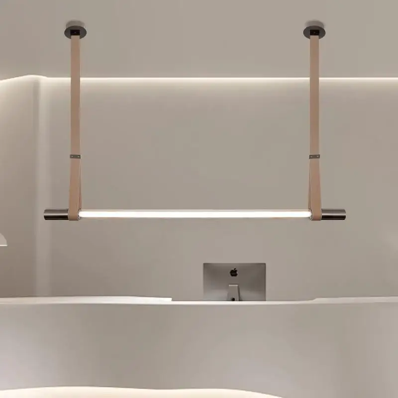 Long Dining Table Lighting Fixture Designer Style Restaurant Pendant Light Modern and Minimalist Bar Leather Pendant Light
