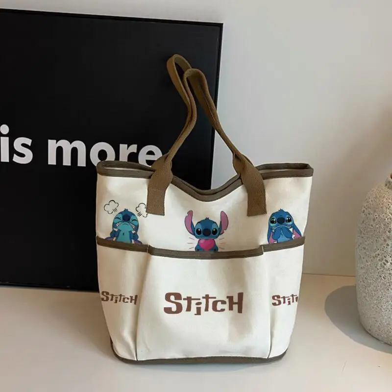 Stitch Anime Canvas Handbags Cartoon Tote Bags Portable Fashion Satchel Large Capacity Commuter Bags Backpacks Gifts for Friends