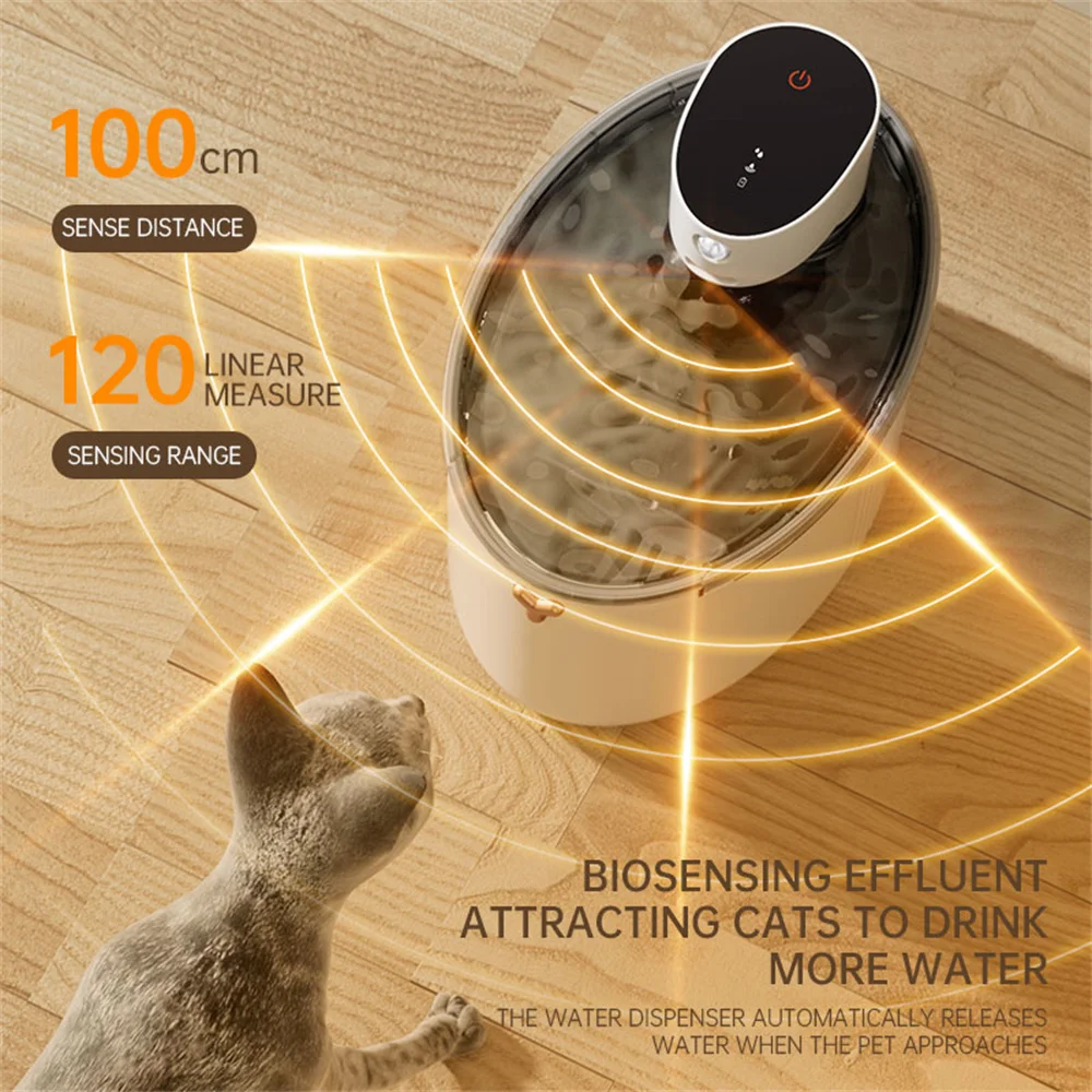 2.5L Wireless Charging Sensor Induction Cat Dog Drinking Fountain Automatic Dinsper 5V Pet Drinking Large Capacity Water Bowl