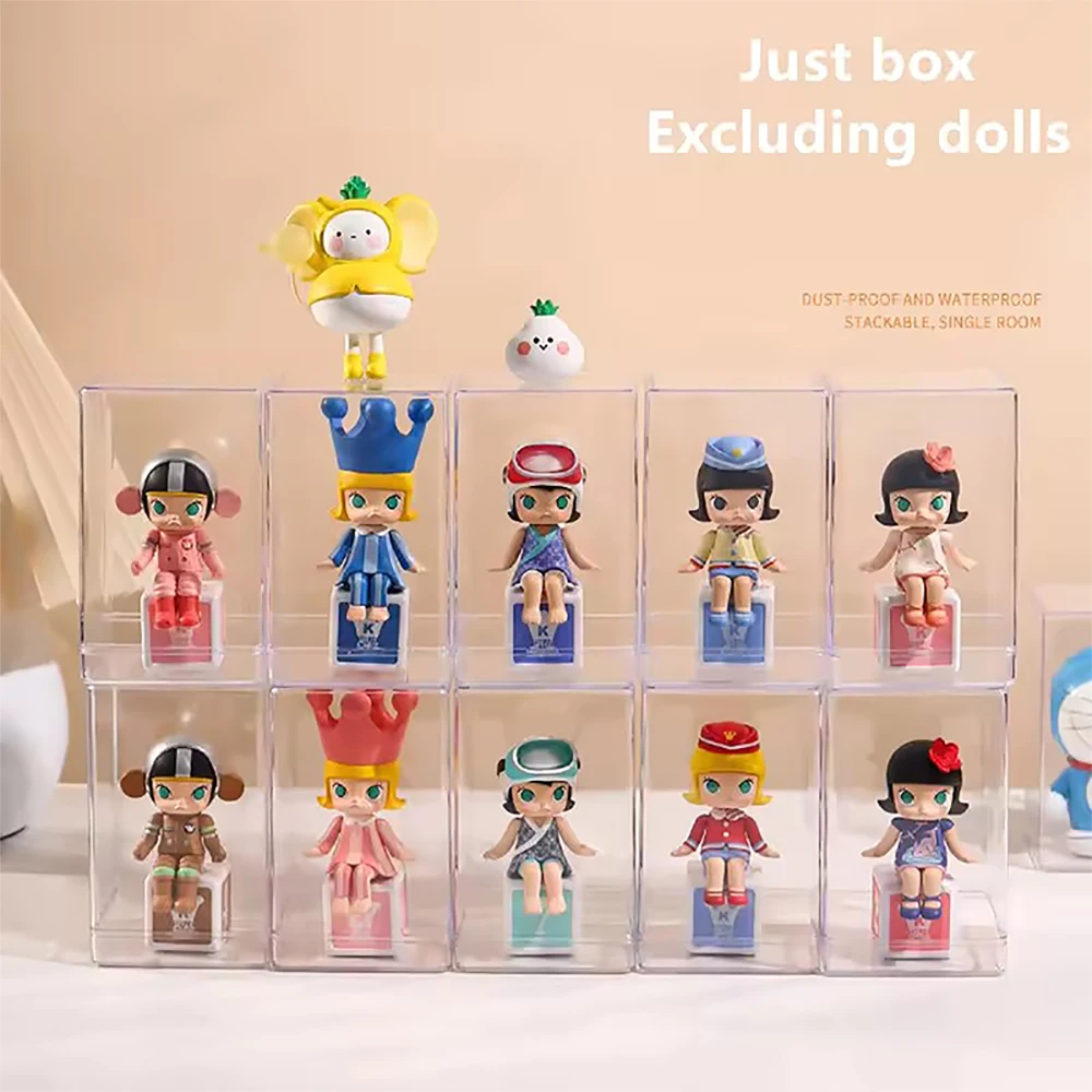 Présentoir de rangement de boîte aveugle mignonne, vitrine de poupée unique pour boîte de rangement Pop Mart, boîte d'exposition transparente anti-poussière à main