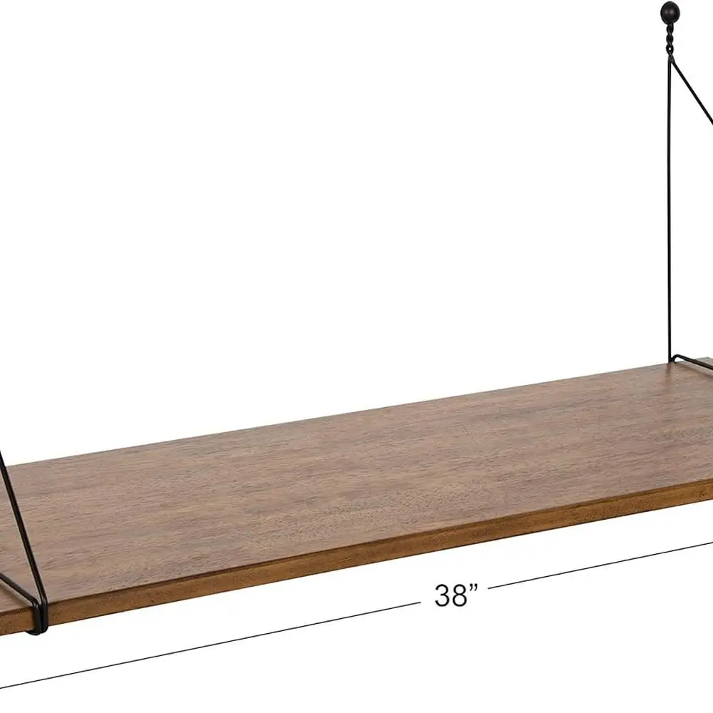 Bureau mural industriel marron rustique, 38 x 14 x 16, style ferme, parfait pour le bureau et l'école à domicile