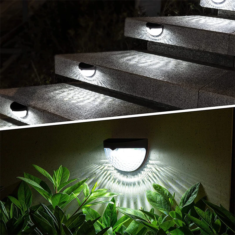 4pcs/2pcs Solar Fence Lights Deck Lights Solar Wall Lights 6 LED Outdoor Garden Patio Ladder Fence Lighting Staircase Step Light