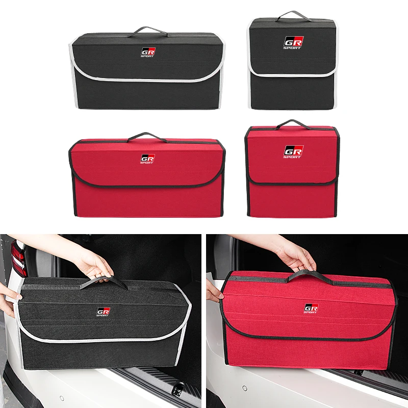Car Trunk Storage Bag Organizer Foldable Stowing Tidying Container Box For Toyota GR Gazoo Racing Sport C-HR Avensis Prado Prius