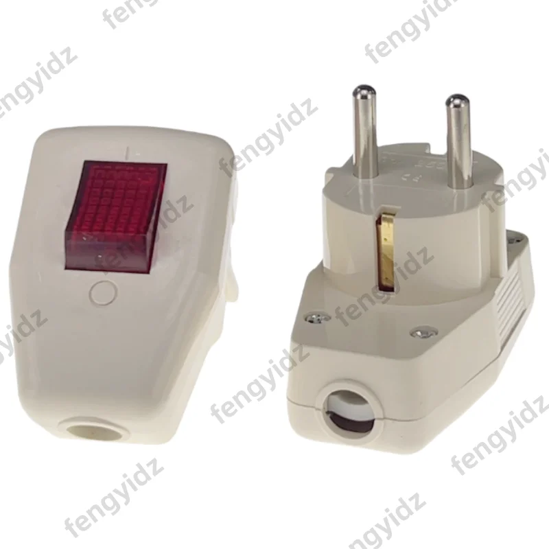 3pcs Schuko Plug Rewireable Power Plug with Switch Germany Standard 250V EU Electrical Schuko Socket Adapter Wiring Connector