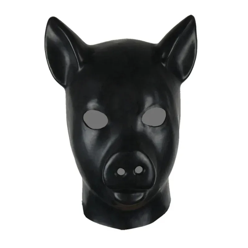 Pink Latex Pig Hood Fetish Pig Hood Mask Full Head Animal Hood Fetish Latex Piggy Costumes ET9939