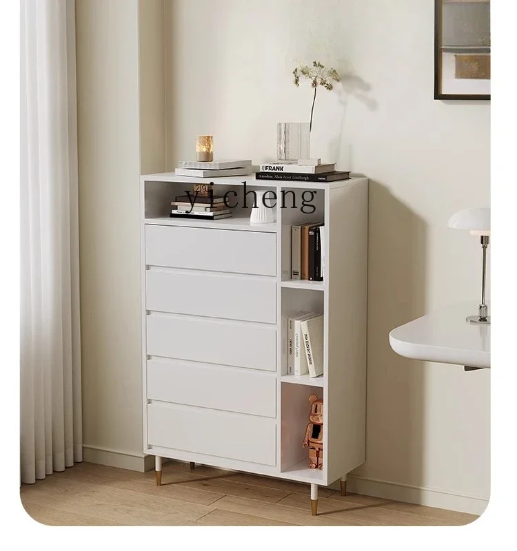 

F1 all solid wood chest creamy style modern simple household multi-functional dining side cabinet living room sofa side cabinet
