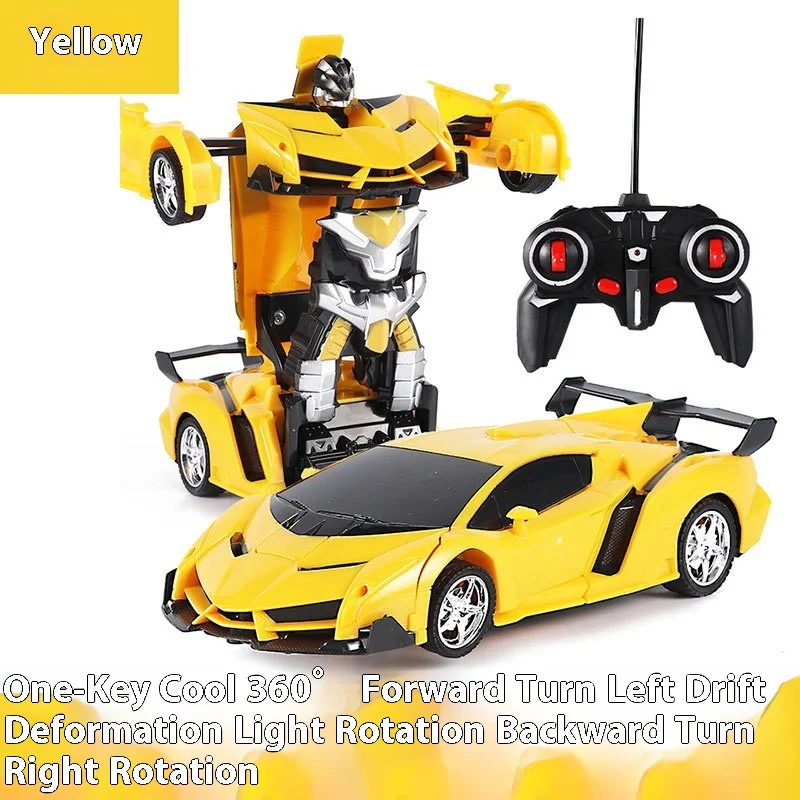 One-Button Transform RC Racing Car Remote Control Rechargeable Police Sports Vehicle Electric Toy Model for Kids Boys Gift