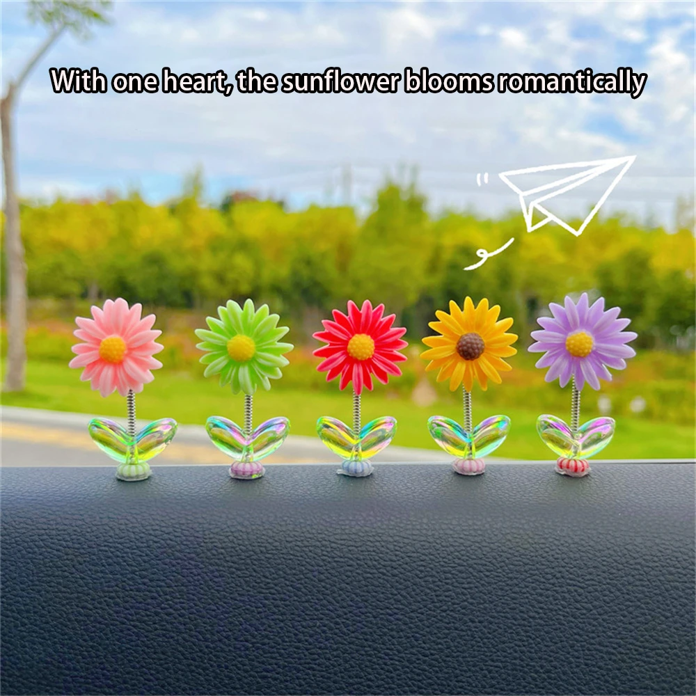 Sunflower Ornaments The New Car Decorations Auto Parts Automotive Interior Household Products Spring Decorations Shake Head Cute