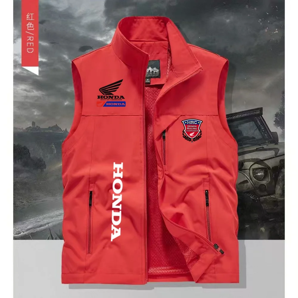 

Honda racing retro work vest men's sleeveless jacket casual workwear vest with logo print, suitable for outdoor motorcycle wear