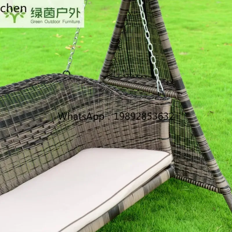 Outdoor Rattan Swing Chair Garden Garden Hanging Chair Outdoor Wrought Iron Balcony Rattan  Rocking