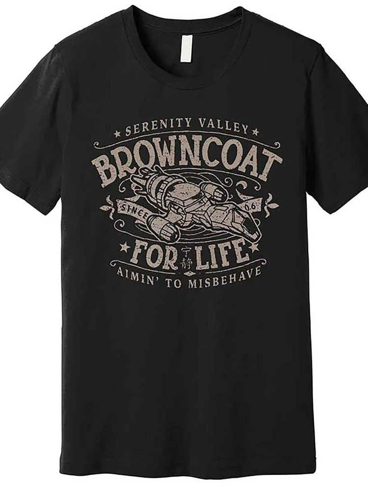 Eid Vintage fashion men'S 100%cotton T-Shirt, Brown Coat Lifetime Tranquility Smuggling and Shipping Firefly Print T-shirt.