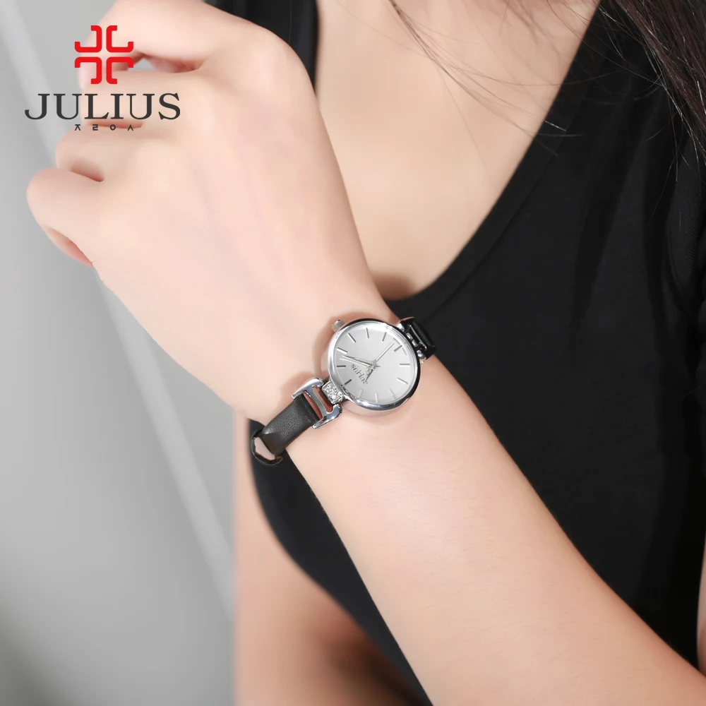 Hot Lady Women\'s Watch Japan Quartz Fine Fashion Hours Dress Bracelet Retro Cute Simple Leather Girl Birthday Gift Julius Box