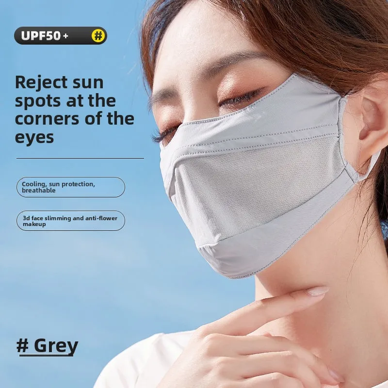 

Солнцезащитная маска для женщин: летняя, пыле- и УФ-защитная, полная защита лица, защита уголков глаз, увлажняющая, из ледяного шелка