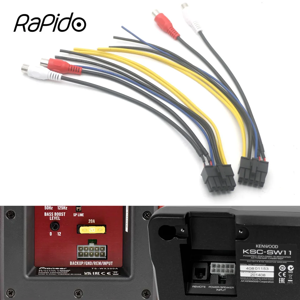 10Pin プラグカーステレオアンプ電源ハーネスサブウーファー RCA