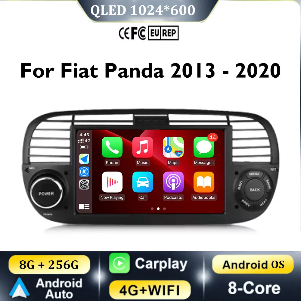 Android Auto Car Radio Stereo For FIAT 500 2007 - 2015 Multimedia Player 4G Wifi BT GPS Navigation DSP Carplay 2DIN Android 15