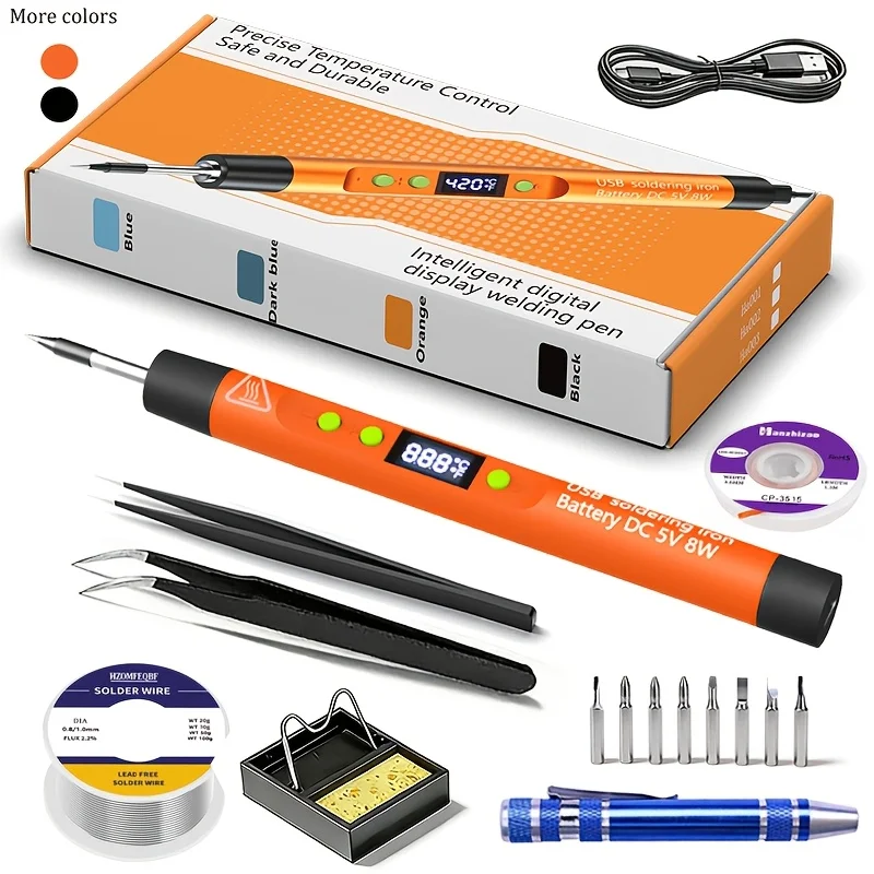 Wireless Fast Charging Digital Display Soldering Iron Kit, USB‑Rechargeable Battery‑Powered Adjustable Constant‑Temperature Sold