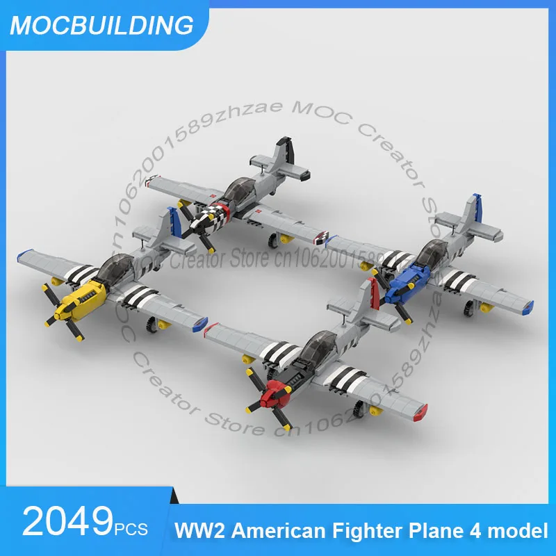 

MOC Building Blocks P-51 WW2 American Fighter Plane Model DIY Assemble Bricks Educational Aircraft Collection Display Toys Gifts