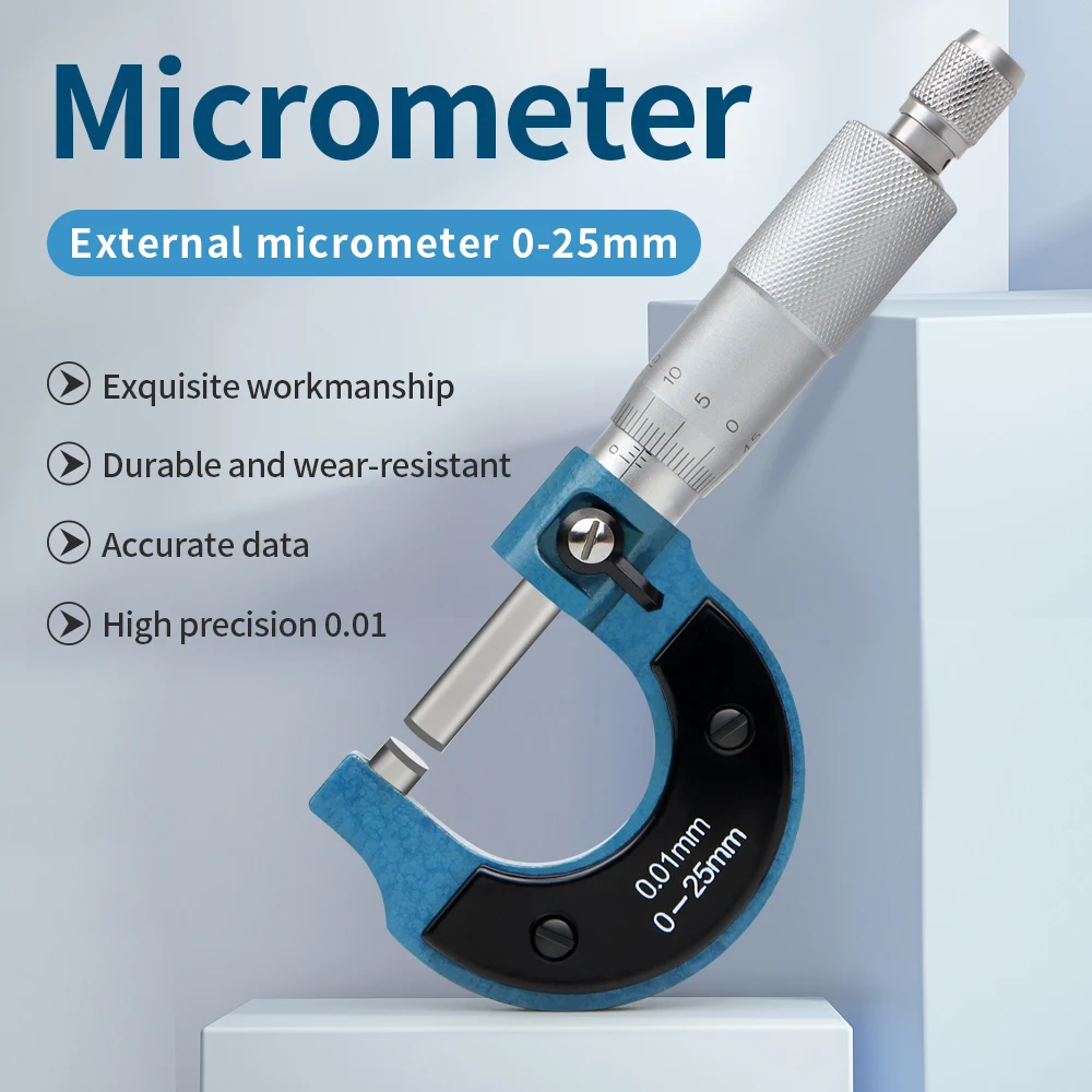 Mikrometr zewnętrzny 0-25mm 0.01mm Precyzyjny miernik Suwmiarka z noniuszem Miernik metryczny Mikrometr Dokładne narzędzie pomiarowe