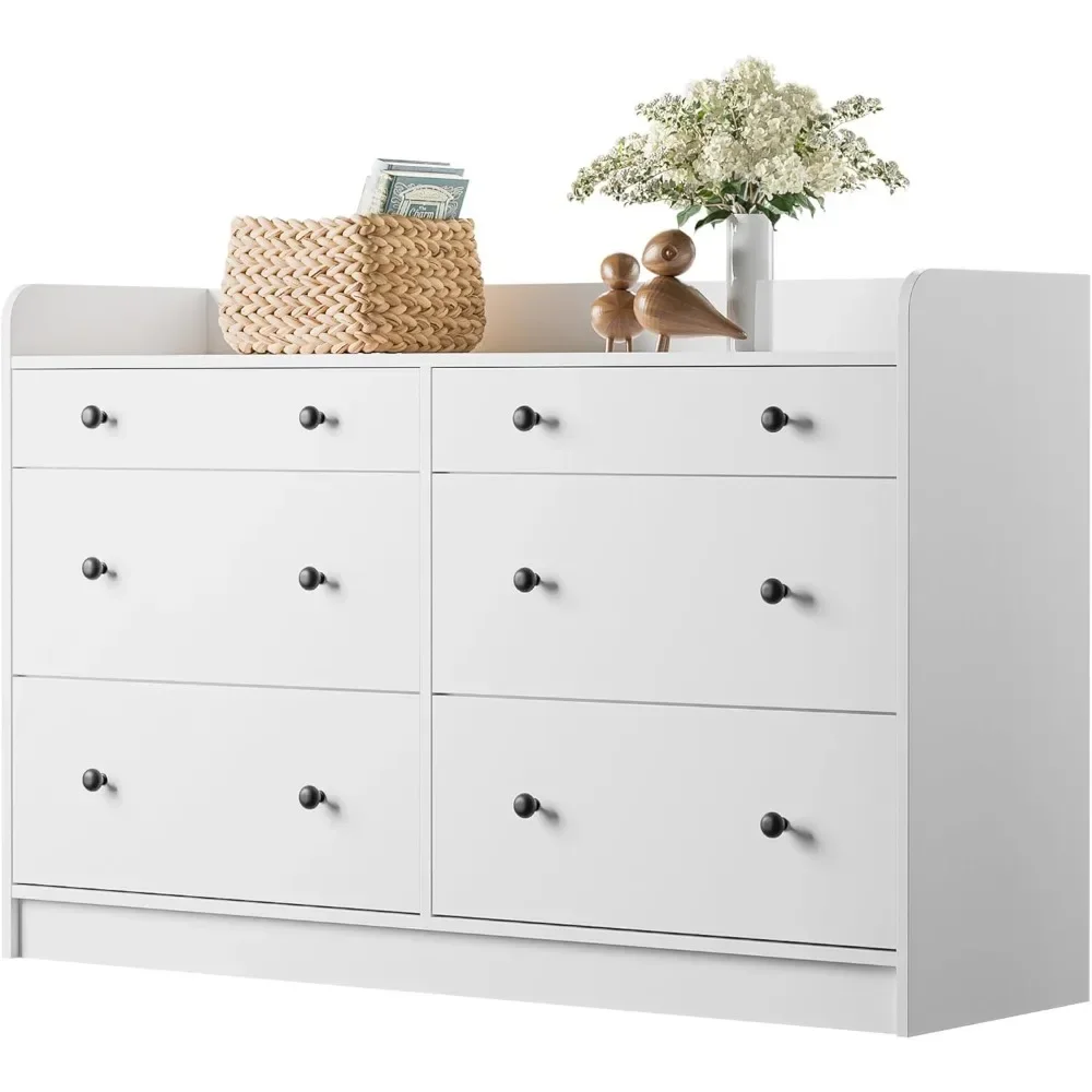 6 Drawer Dresser for Bedroom, Large Wood Dressers & Chests of Drawers 52'' Long Modern Sideboard Buffet Cabinet