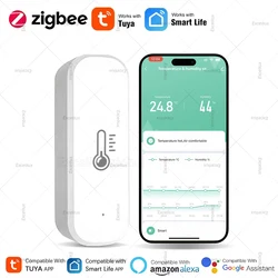 Tuya Zigbee 3.0 Temperatuur-vochtigheidssensor Binnenthermometer Hygrometer Monitoring Werkt met Smart Life APP Alexa Google Home