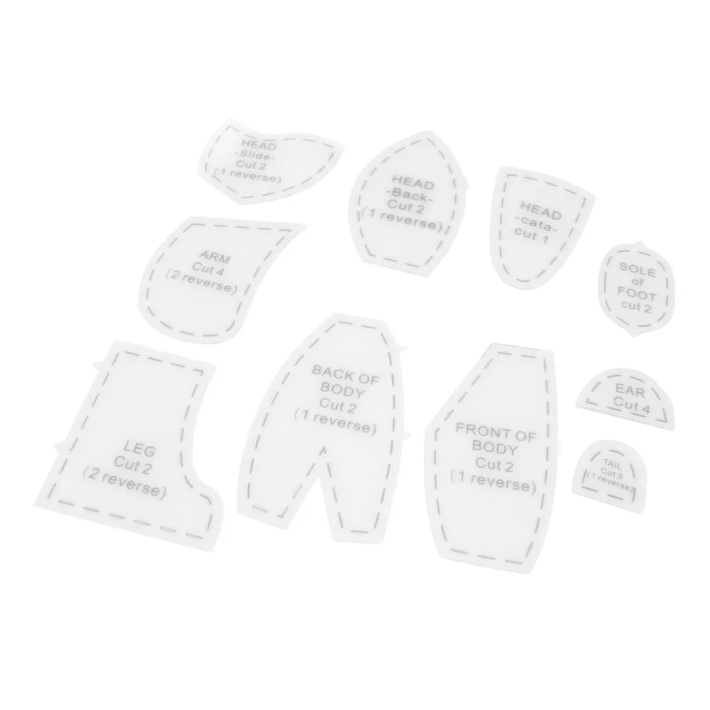 10pcs For Beginners Acrylic Memory Bear Template Ruler Reusable Sewing Pattern Set Quilting Template Tools Home Sewing