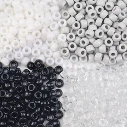 6x9mm 200-1000pcs Round Acrylic Black White Grey Spacer Loose Pony Beads For Jewelry Making DIY Hair Braids Bracelets Necklaces
