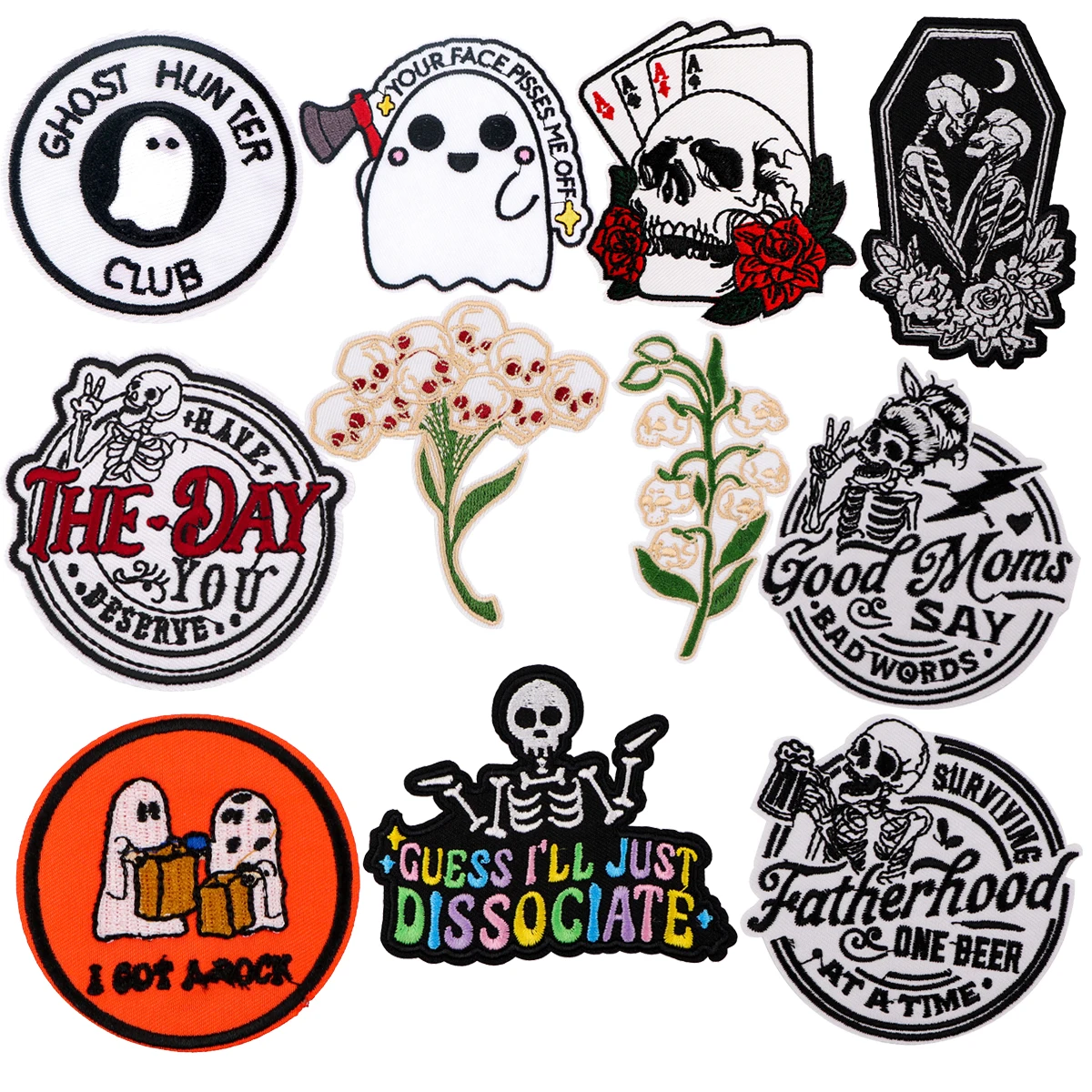 

Human Skeleton Patch Embroidered Patches On Clothes Iron On Patches For Clothing DIY Patch Jackets Sew Stickers Halloween Gift