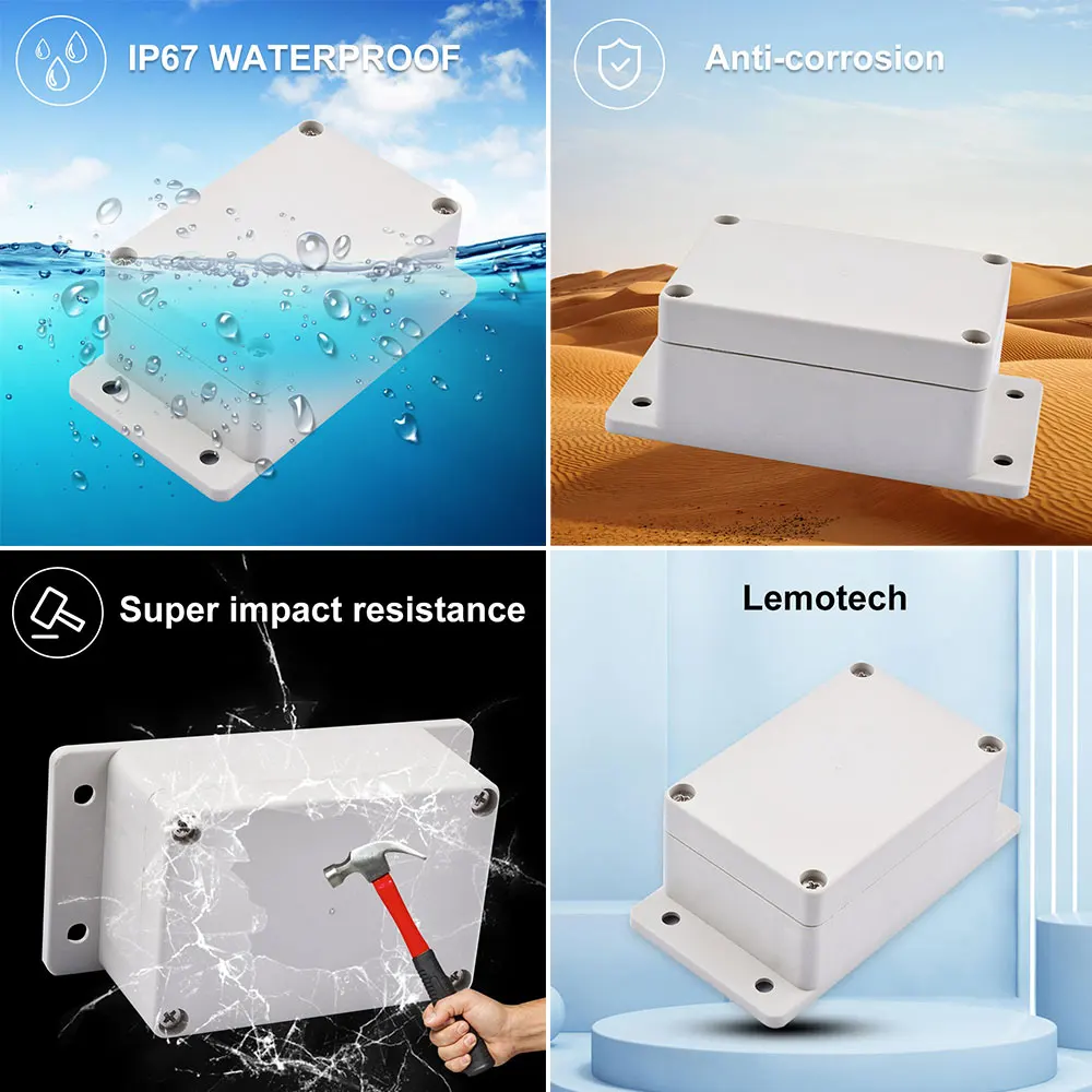 Caja de Conexiones de 100x68x50 mm, Impermeable, a Prueba de Polvo, de Plástico ABS, Universal, para Proyectos Eléctricos, Blanca, con Orejeta de Fijación