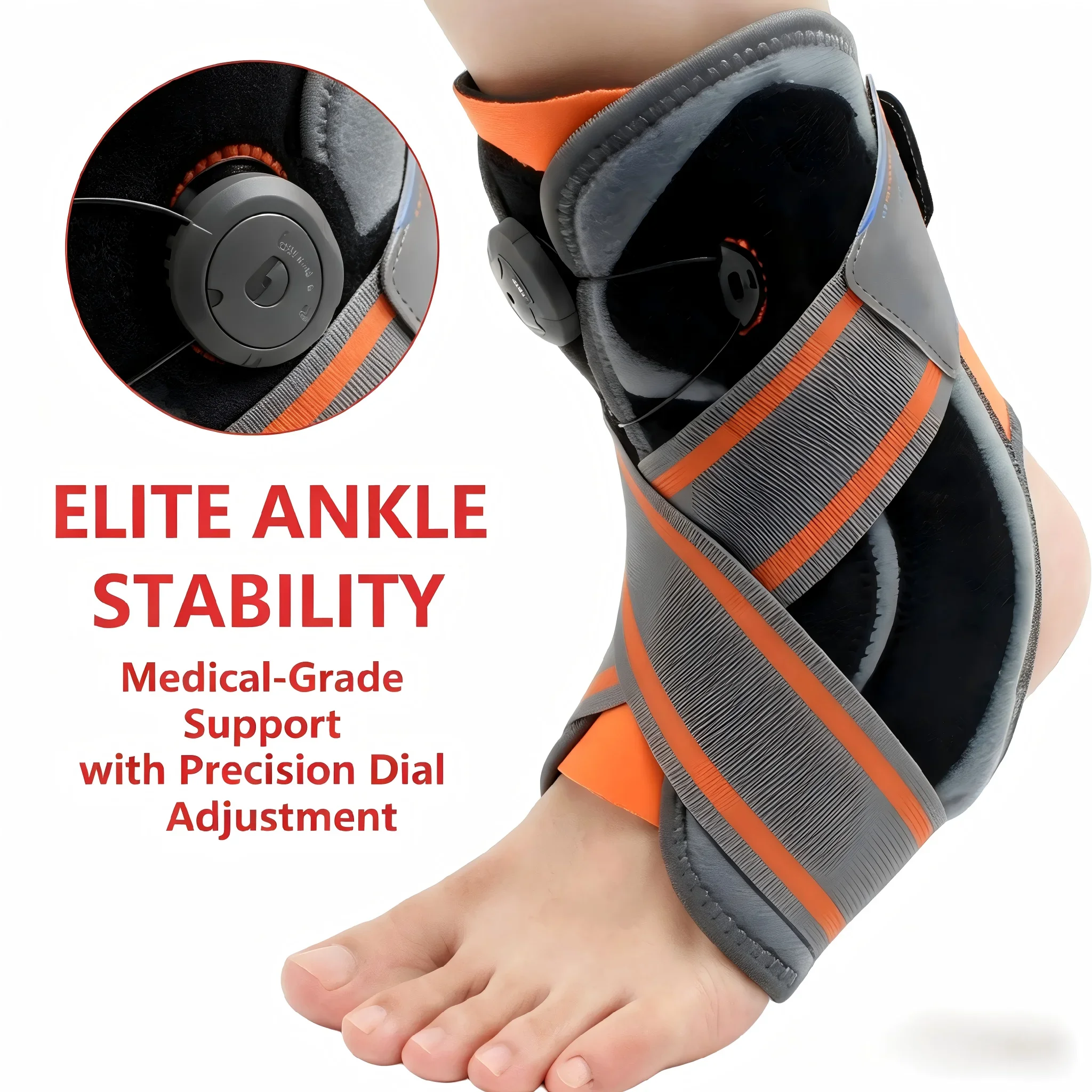 Unisex Ankle Orthosi Bracket Elastane Foot Stabilizer with Protective Rotary Ankle Strap for Injury Recovery Ankle Brace Support