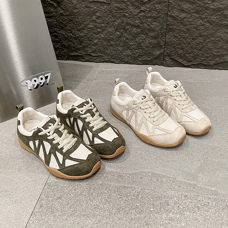 Green Wild Fairy Color Block Linen Casual Sports Shoes Women's Summer 2026 New Style Breathable Versatile Outdoor Sneakers