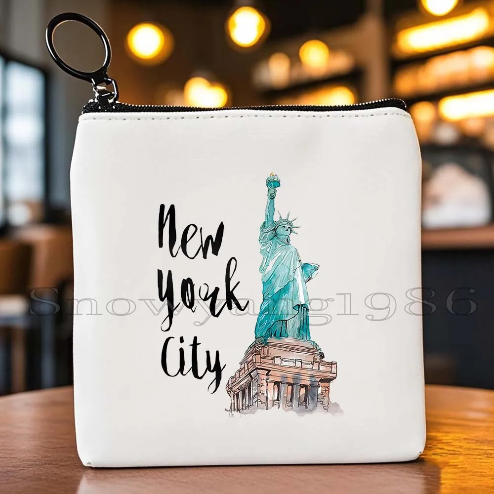سياتل ميامي شيكاغو باريس ميلان نيويورك موسكو لوس أنجلوس تاج محل هولندا قماش محفظة نسائية للعملات المعدنية مفتاح القضية حقيبة المحفظة الحقيبة