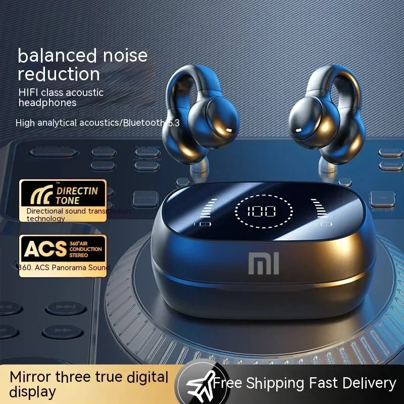 Xiaomi M47 Earphone Konduksi Tulang Nirkabel Bluetooth 5.3 dengan Mikrofon, Peredam Kebisingan untuk Olahraga, Earphone Stereo HiFI
